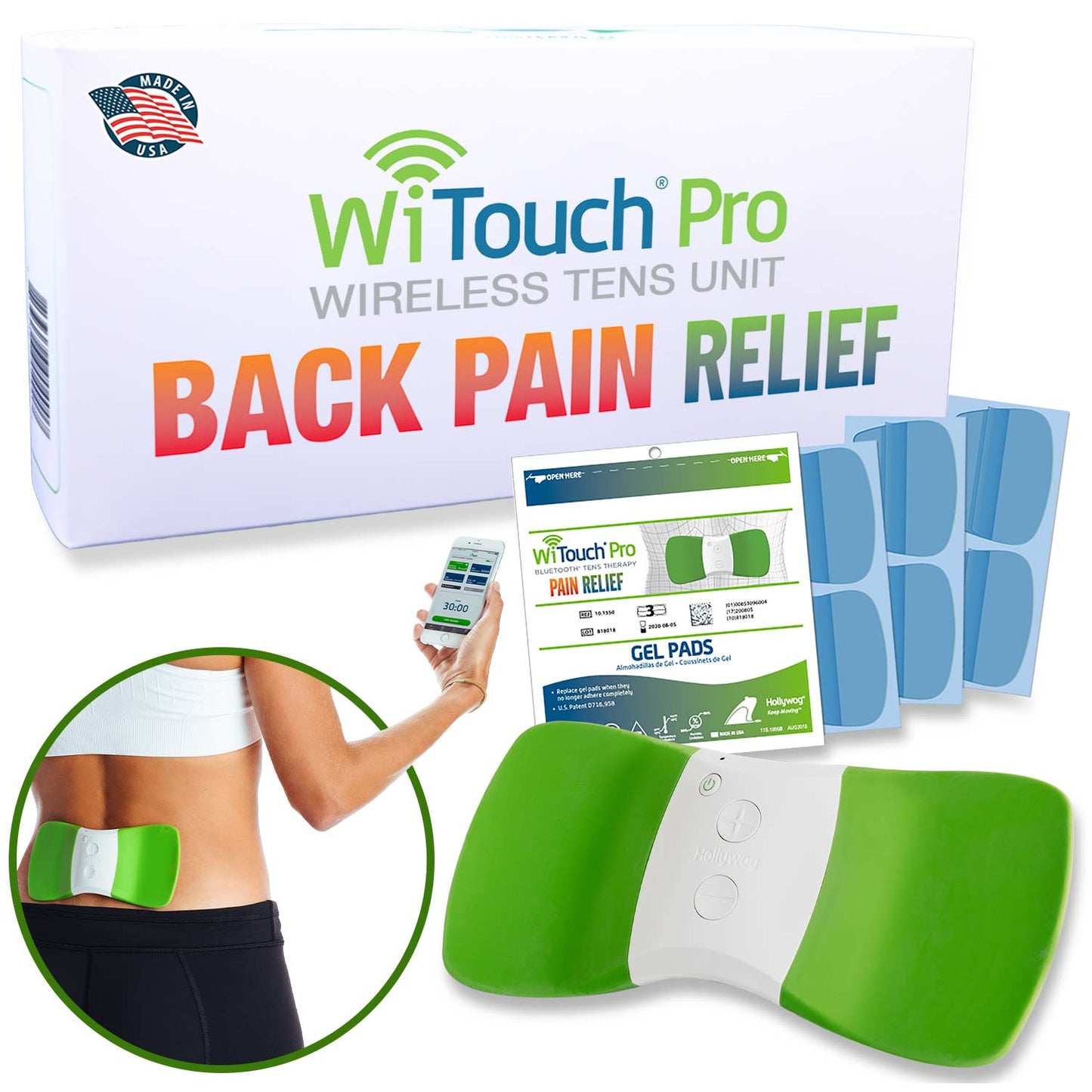 WiTouch Pro TENS Unit for Back Pain Relief